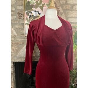 🍷 Vintage 90's Velvet Burgundy Dress - Lagenes - Ladies S/M